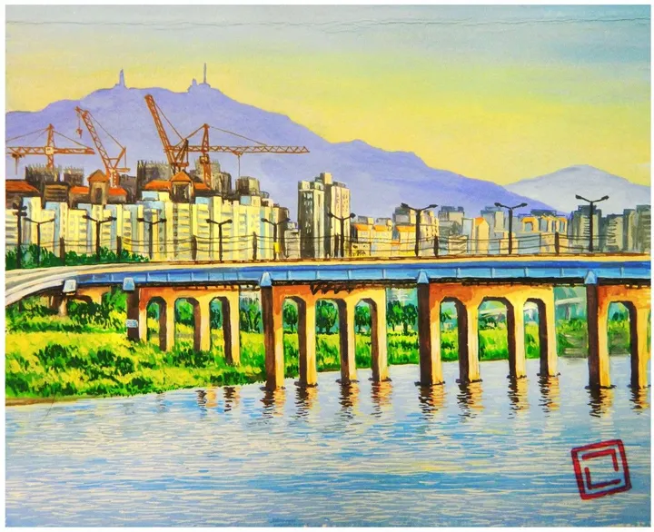 Morning on the Hang River, Seoul, œuvre de Nikita Gusev