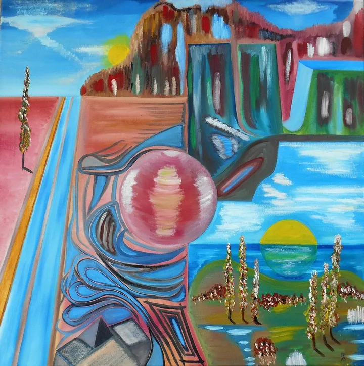 oil "verschobene Landschaften", œuvre de Hansjörg Hermann