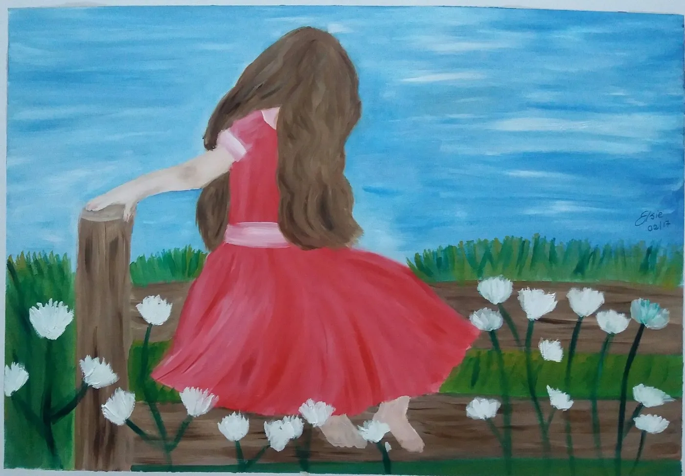 Girl with the red dress, artwork by Elsie Brummer