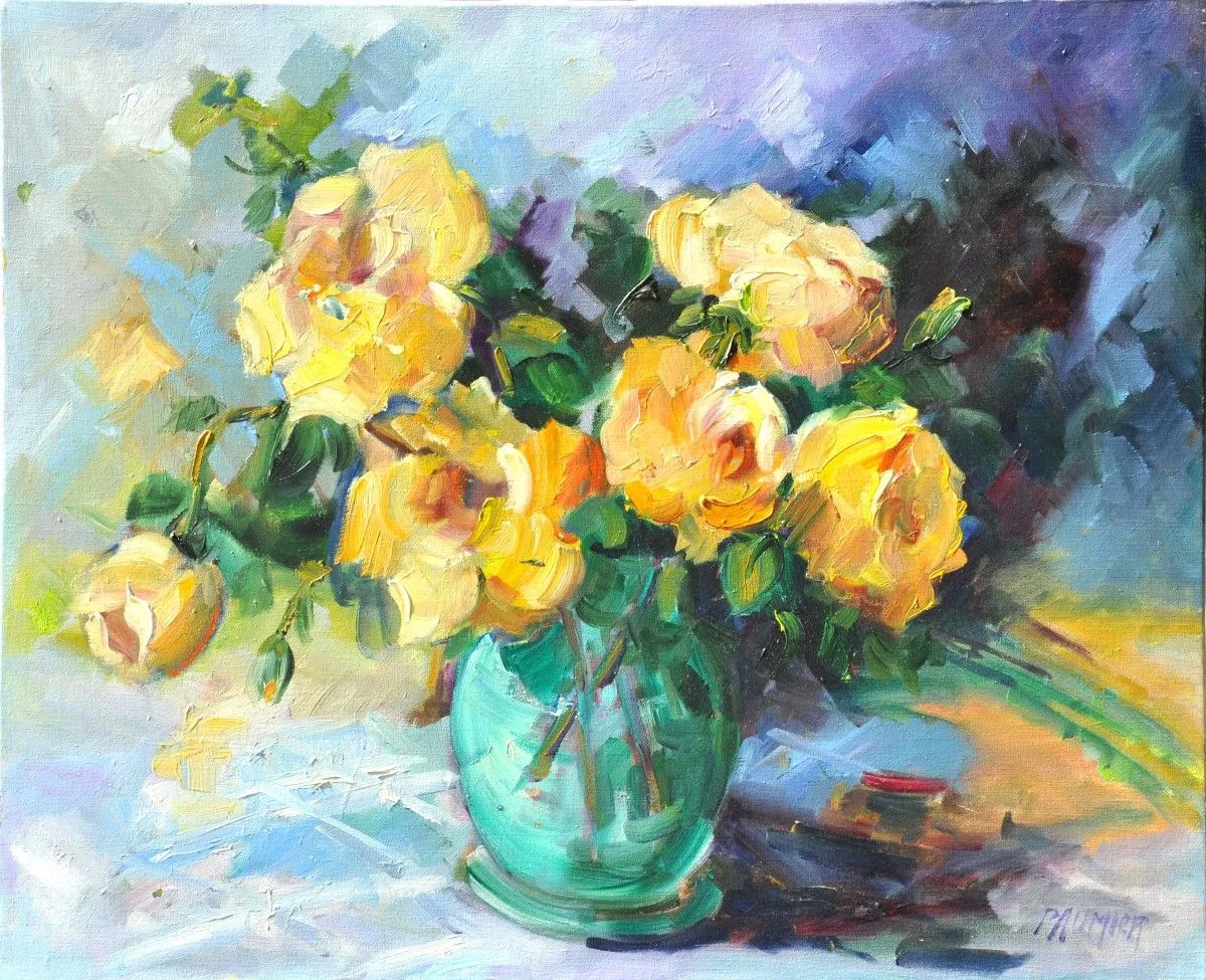 Le bouquet de roses jaunes, artwork by Galerie Arnaud