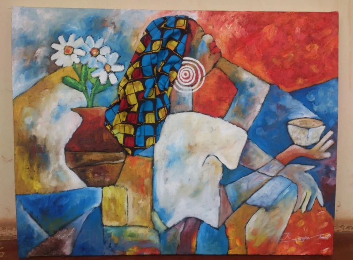 getting ready for a safari husband, œuvre de kanyike tom