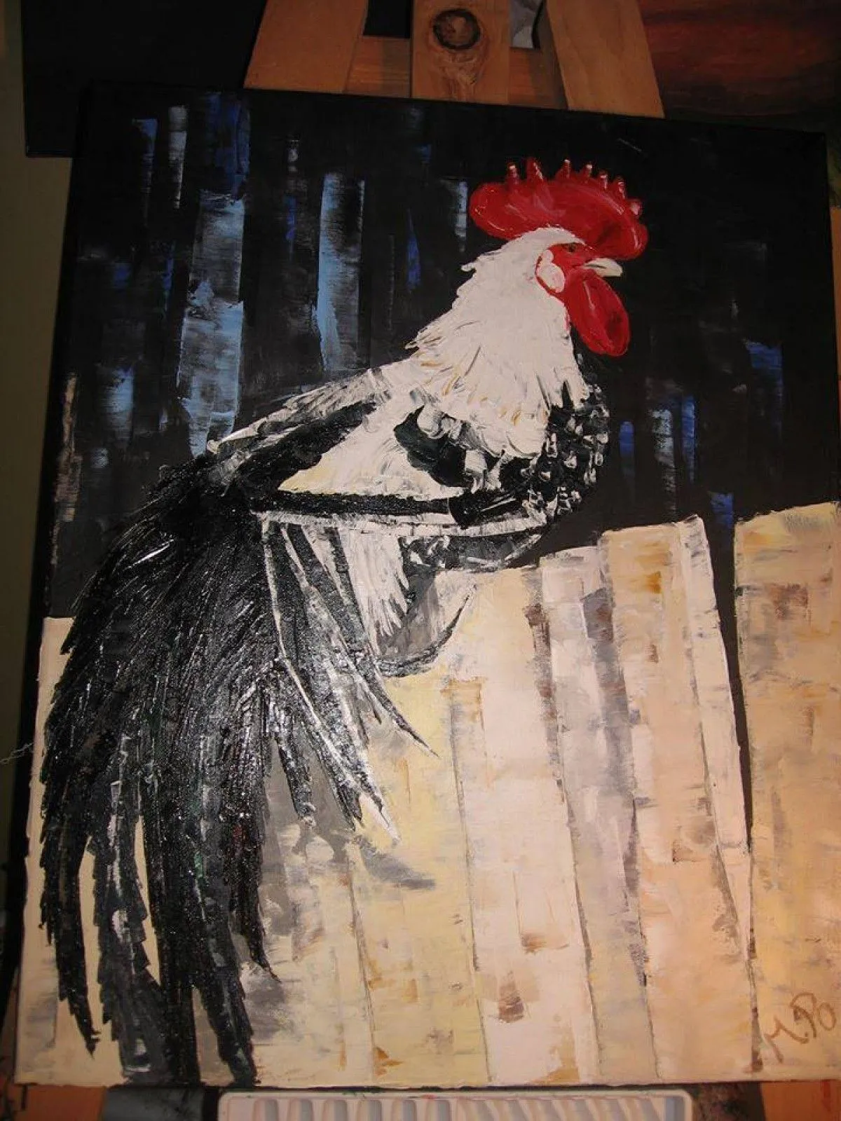 Coq phoénix argenté, artwork by Mélanie Poirier