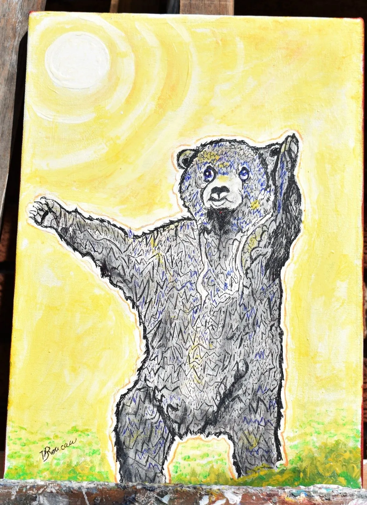 Singing bear, artwork by Denis Roucau
