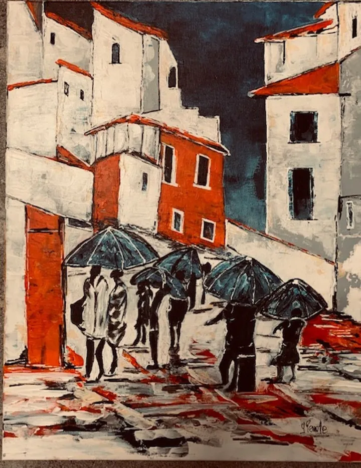 Ballade sous la pluie, œuvre de Yves Perrotte
