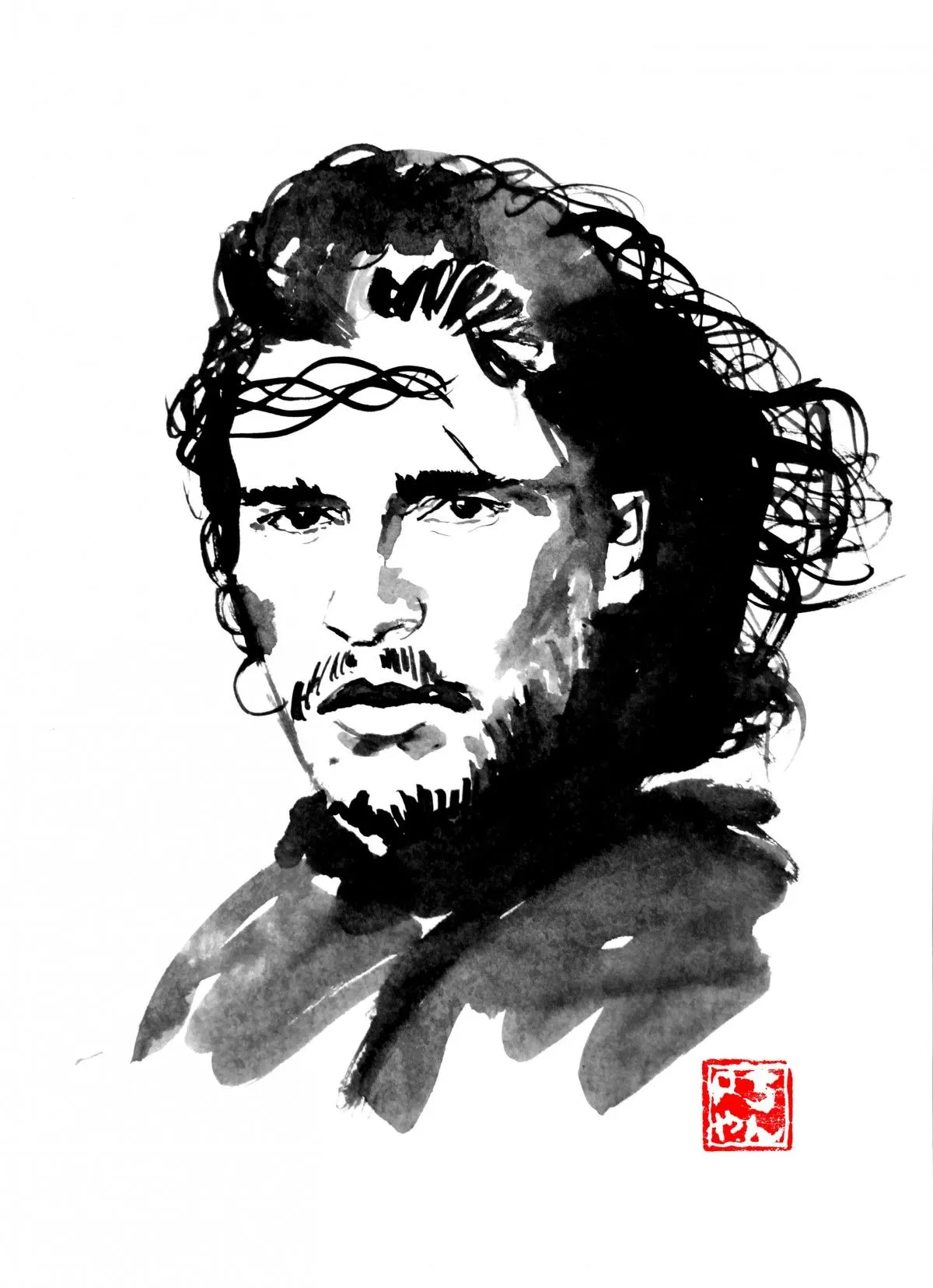 jon snow, œuvre de pechane sumi-e