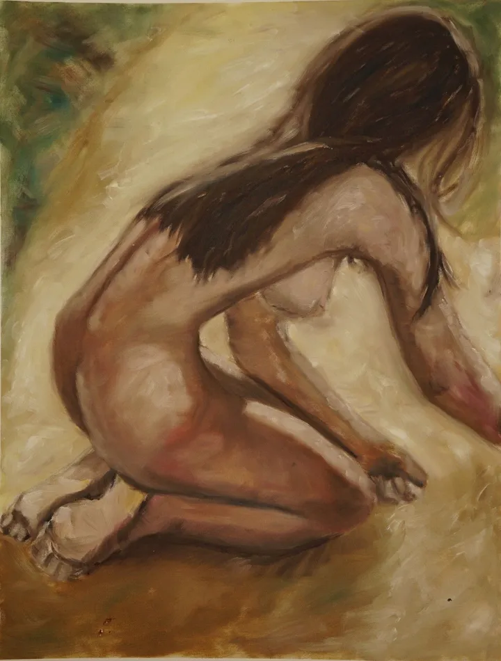 Kneeling nude, œuvre de Kenneth Friend