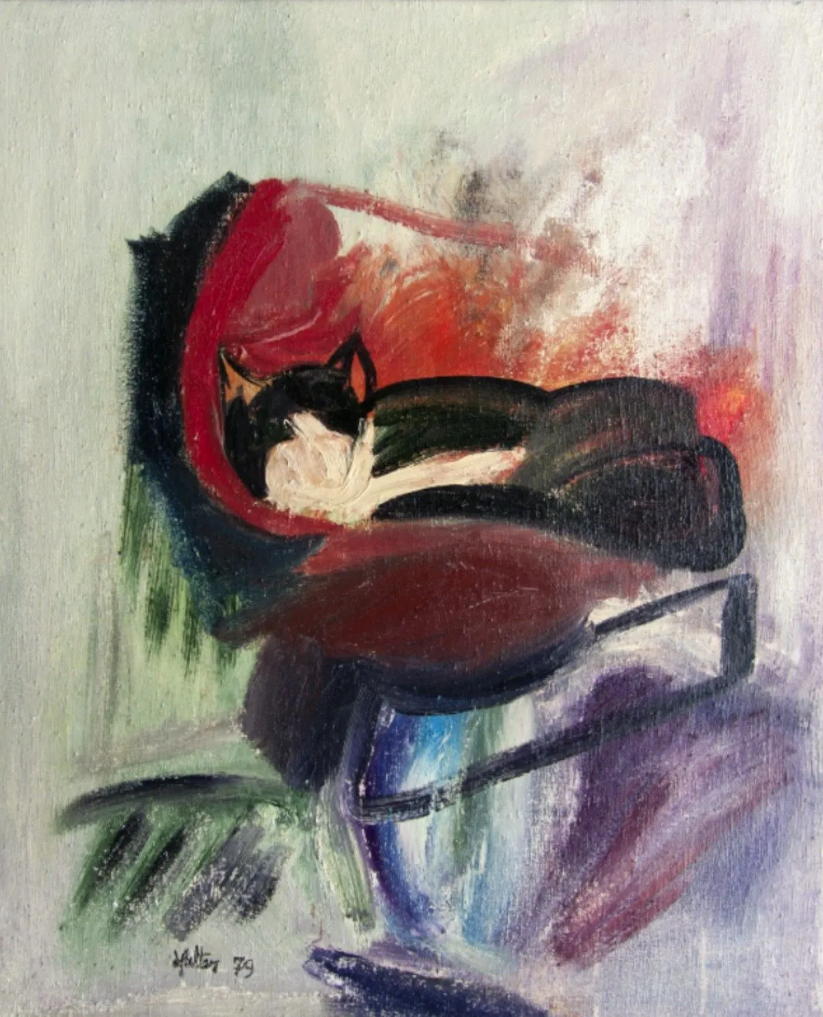 Chat sur un fauteuil, œuvre de Alain HALTER