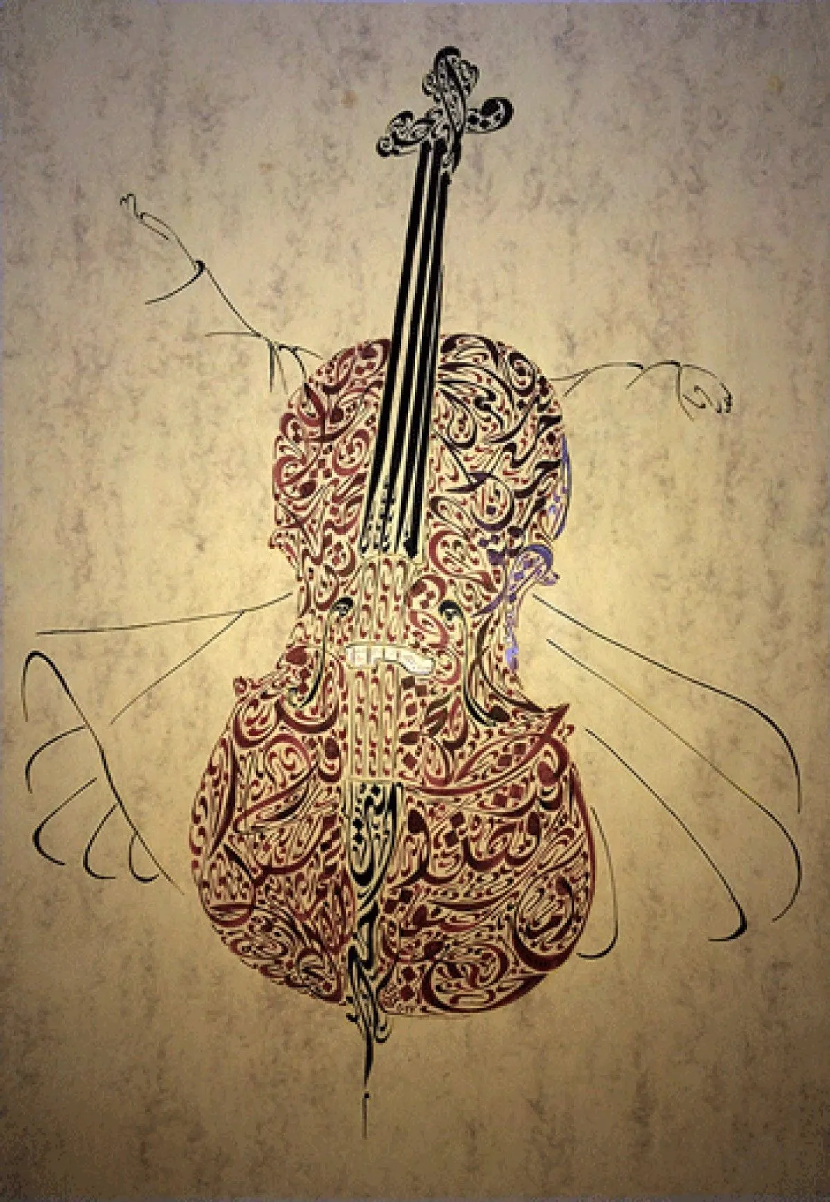 Cello, artwork by Hassan el Fayad