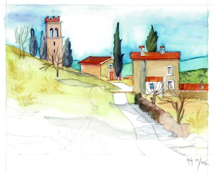 Istrian landscape, artwork by Goran Martinovic