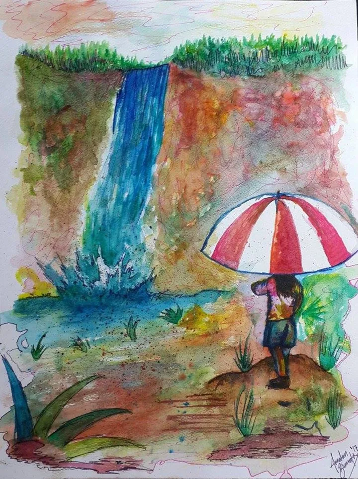Andrea con Paraguas, œuvre de Aziel Barrientos