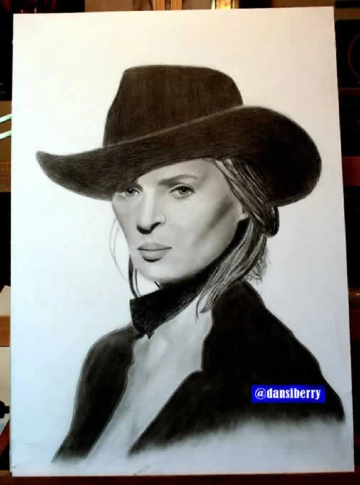 Uma Thurman, artwork by Dan Siberry