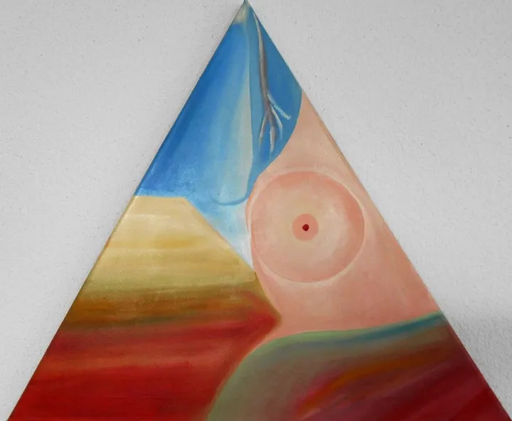 oil "dreieckiger Busenblick", œuvre de Hansjörg Hermann