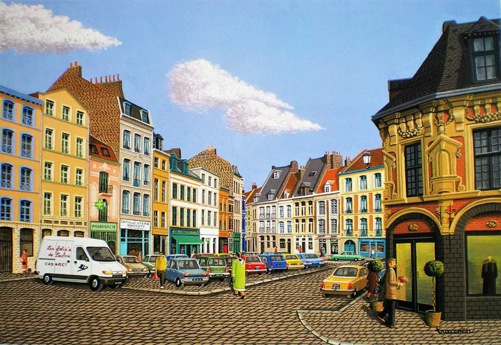 Lille, place louise de bettignies, artwork by Thierry Traccoën