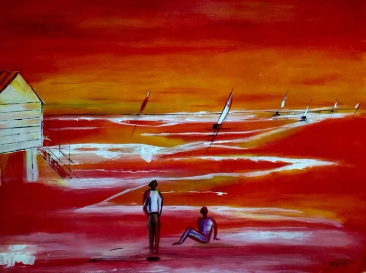 chalet rouge, artwork by Françoise AUGUSTINE