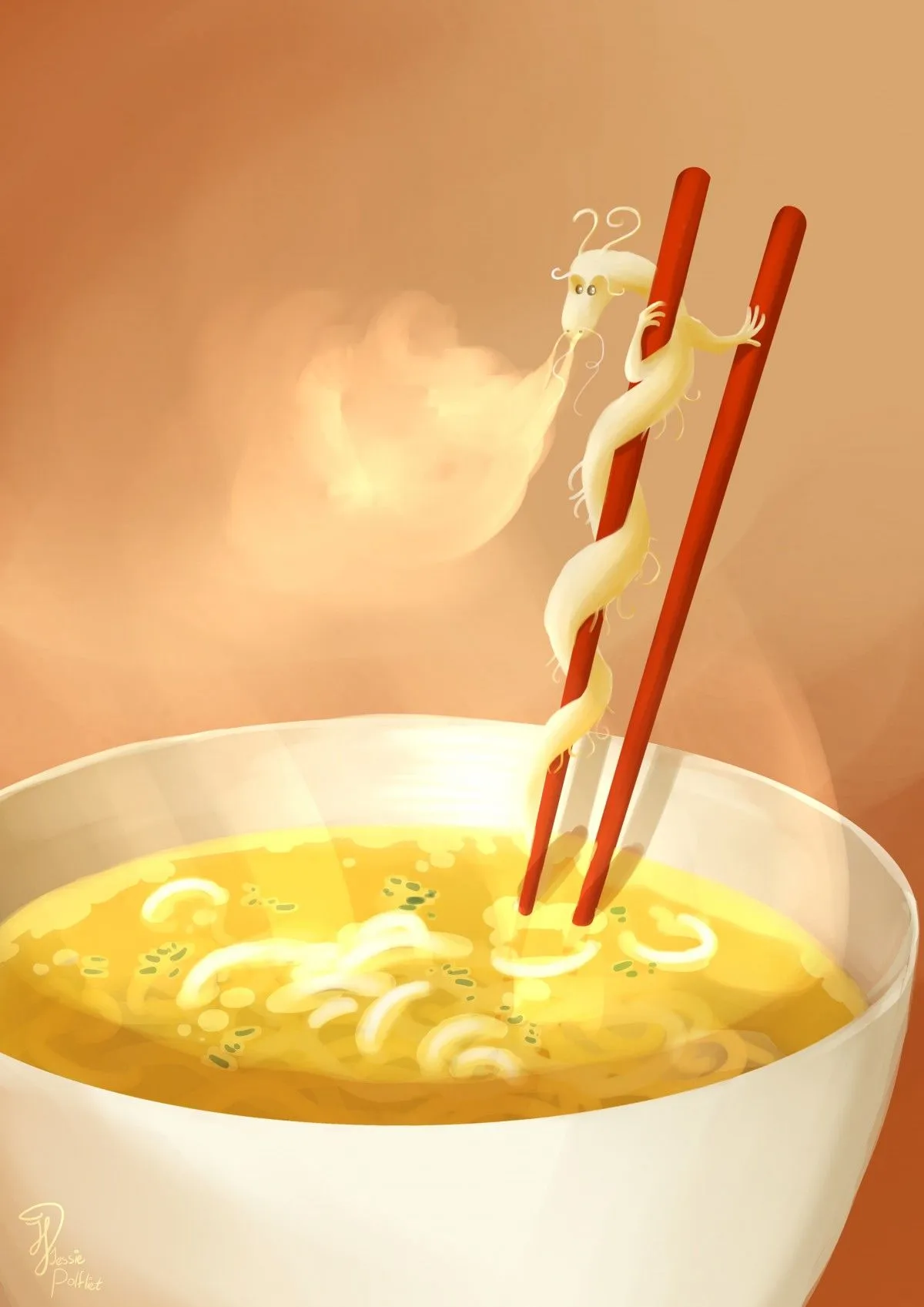 Noodle dragon, artwork by Jessie Polfliet