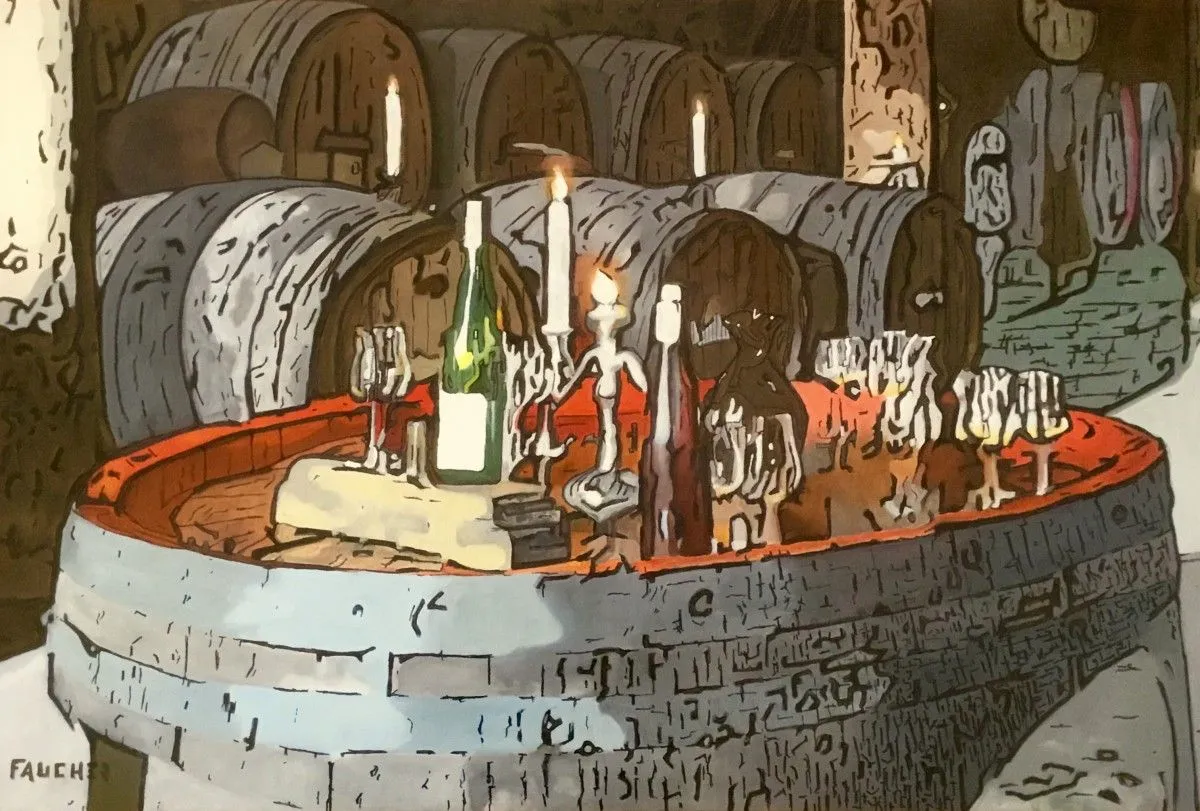 In vino veritas, artwork by Philippe Faucher