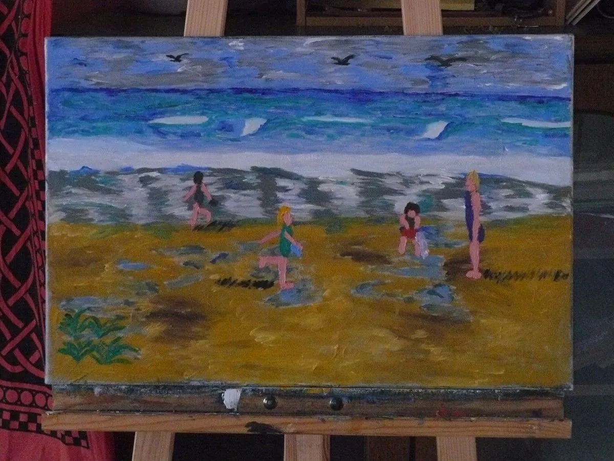 scène de vie à la plage, œuvre de Christophe Constant