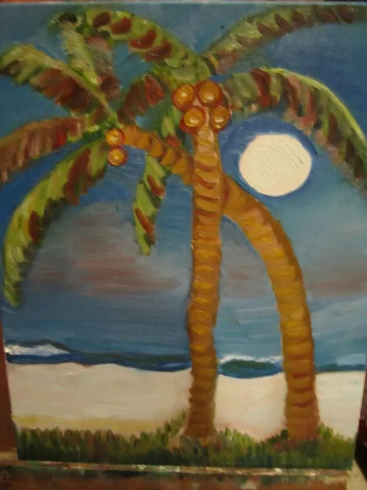 Full moon in Tela, artwork by Ligia Moya