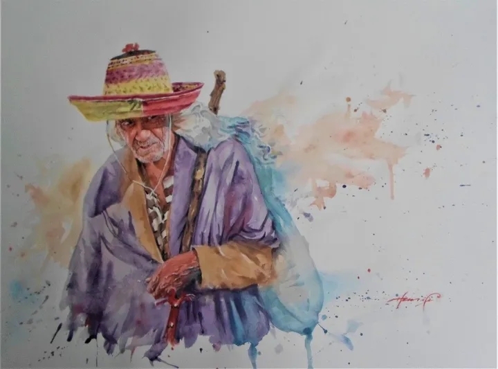 le vieillard et le sac, œuvre de hanifi ( hanifi ) abdelkader ( abdelkader )