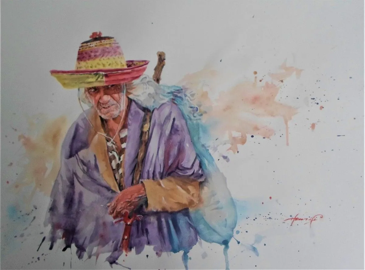 le vieillard et le sac, œuvre de hanifi ( hanifi ) abdelkader ( abdelkader )