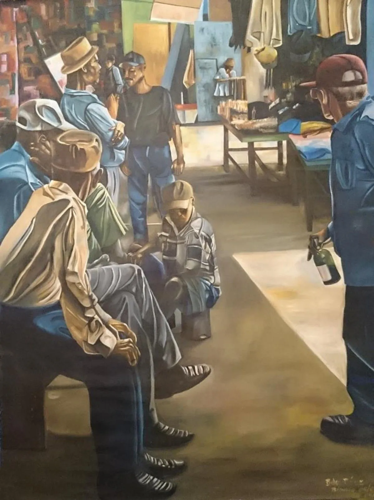Waiting for the bus, artwork by Bienvenido Siprian Baez Laureano
