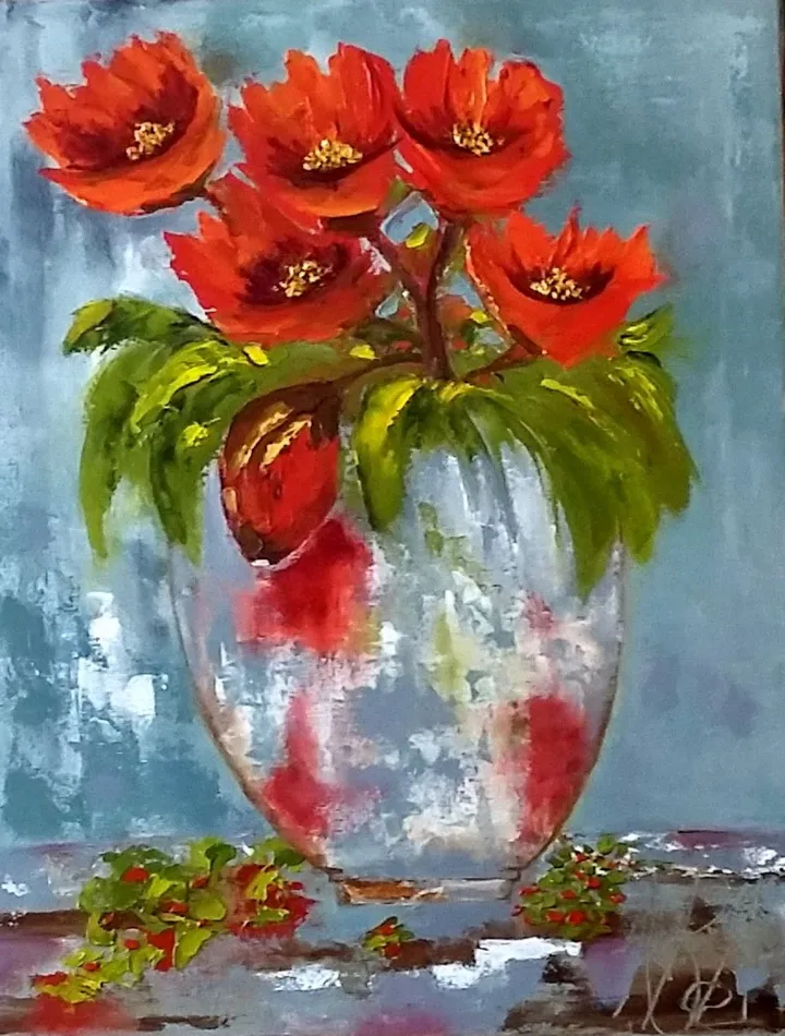Flores rojas, œuvre de Anne René de Cotret