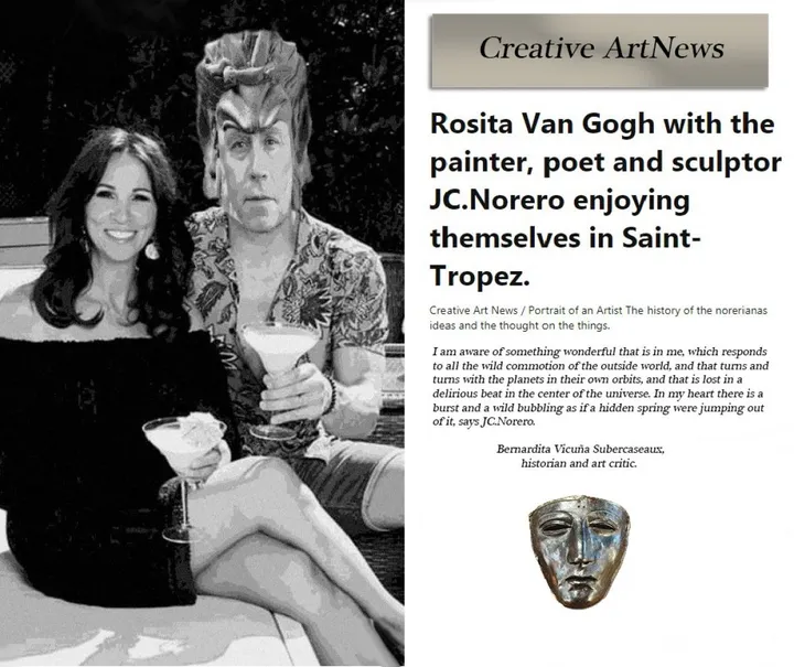 Rosita Van Gogh with the painter JC.Norero, œuvre de JC Norero