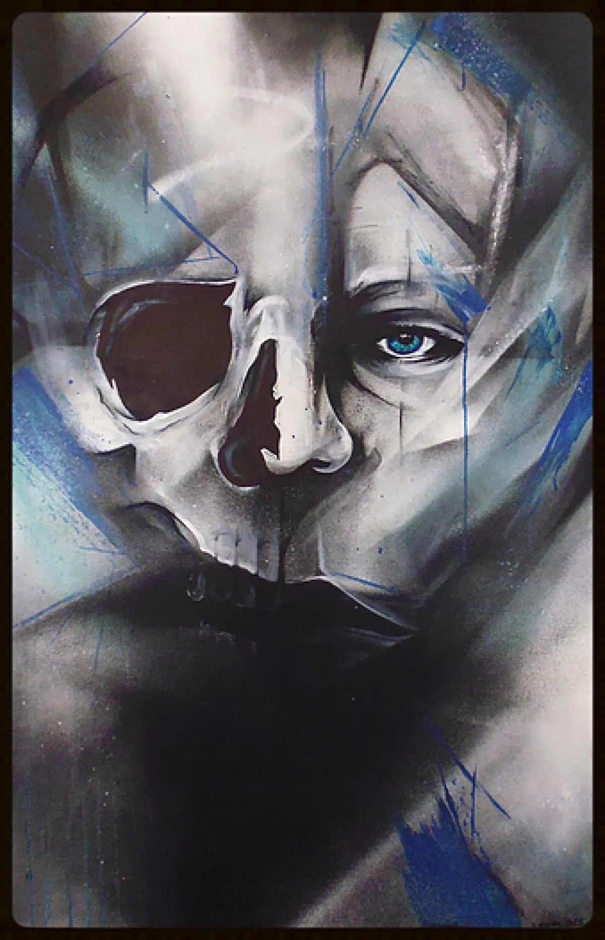 human skull, artwork by CHARLES PAULET