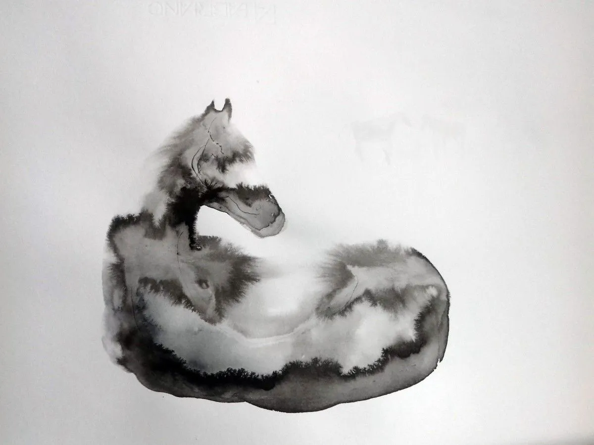Laying Horse, artwork by marija colic