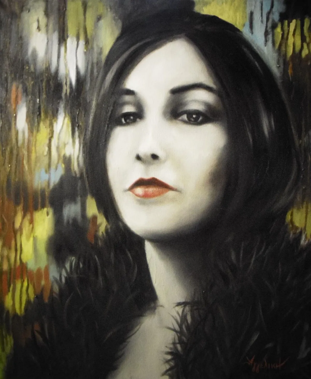 White clown by Ageliki, 50X60cm, oil on streched canvas, œuvre de Ageliki Alexandridou