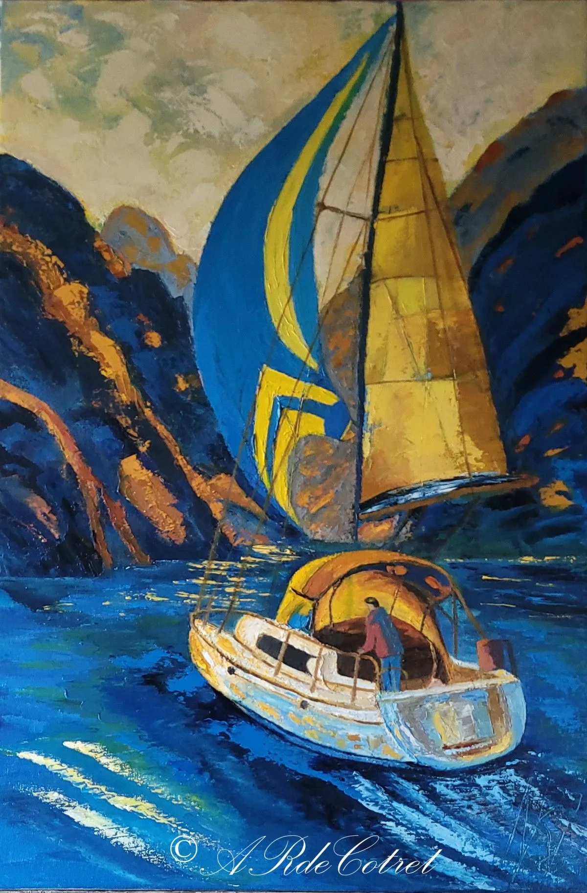 Voilier sur le Fjord, artwork by Anne René de Cotret