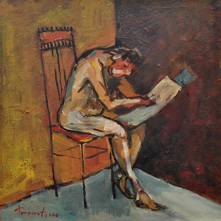 Newspaper reader, œuvre de Anatolii TOMOIANU