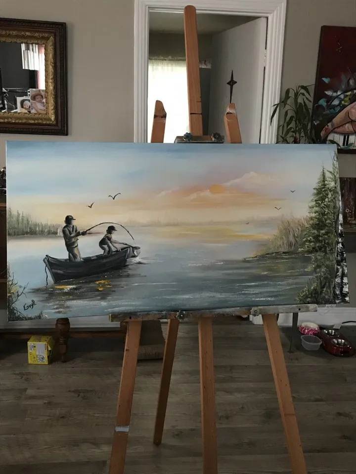 Journee de peche, œuvre de Guylaine Massicotte