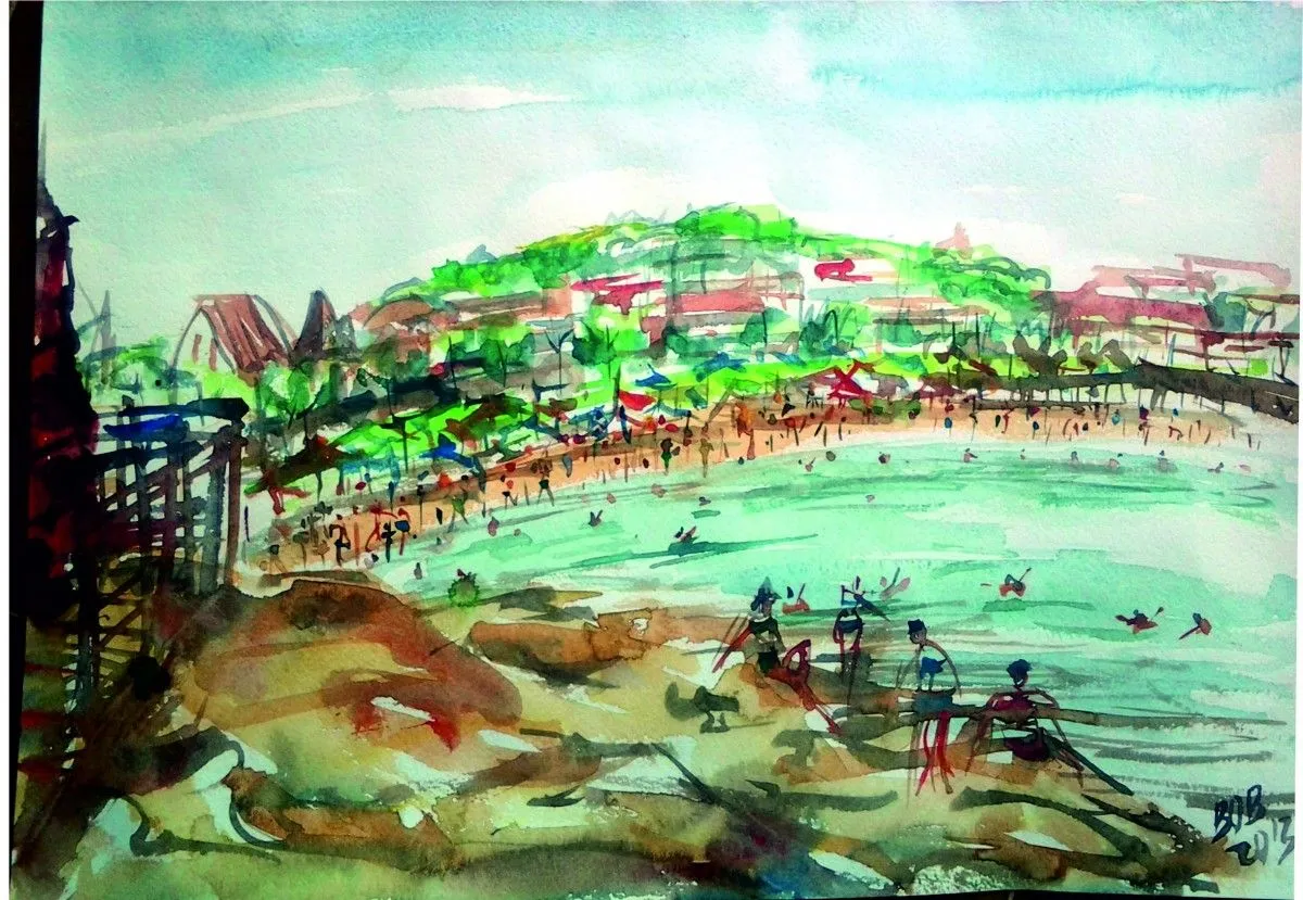 Costa Brava beach, artwork by Akpan Usoroh