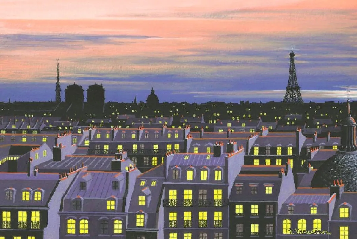 les toits de paris ( postal card ), artwork by Thierry Traccoën