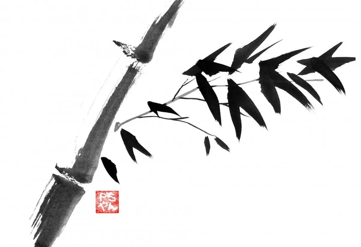 bambous, œuvre de pechane sumi-e