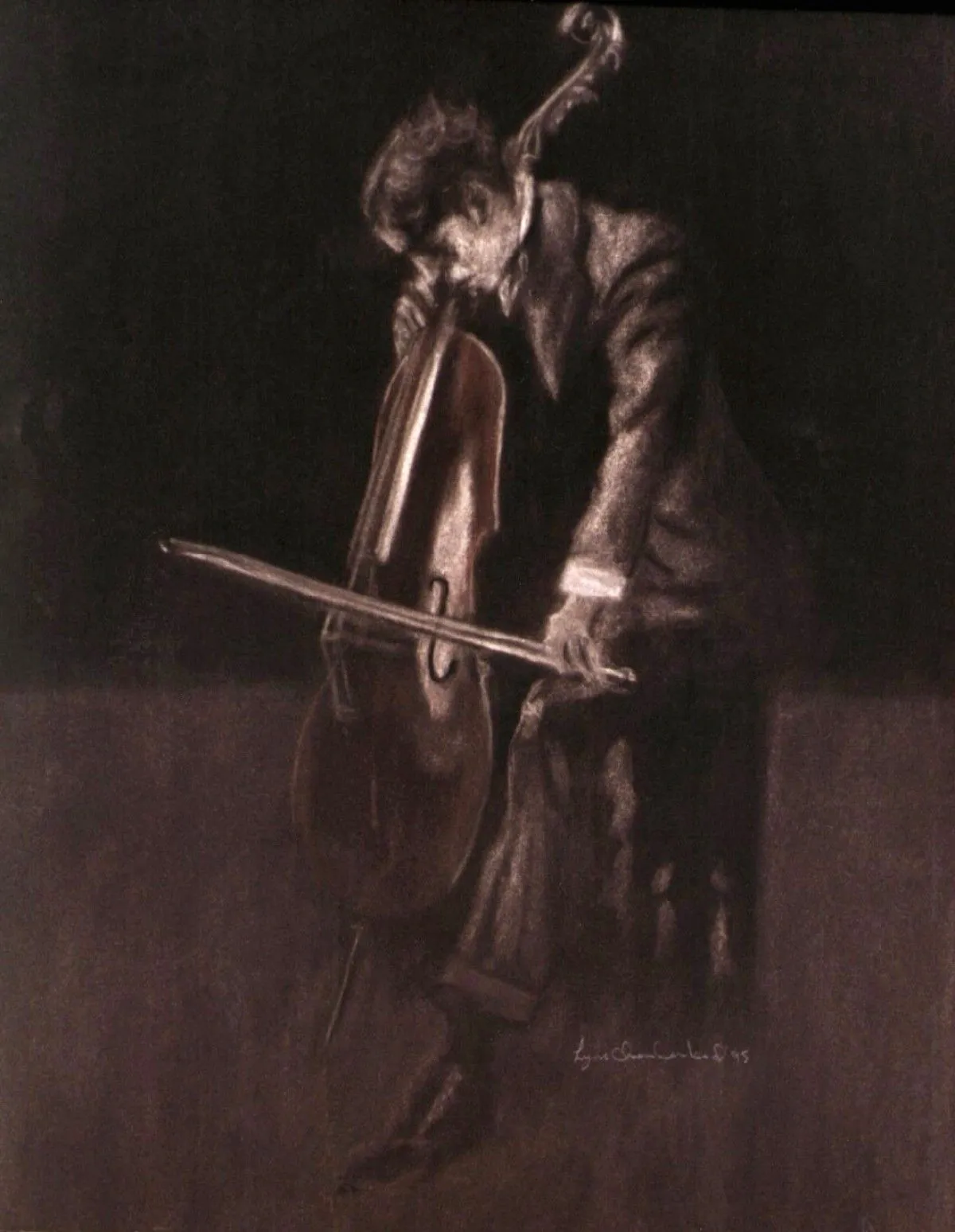 Charlie au violoncelle, artwork by Lyne Chamberland