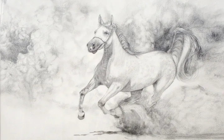 White galloping horse, œuvre de Xenia Ioannidou