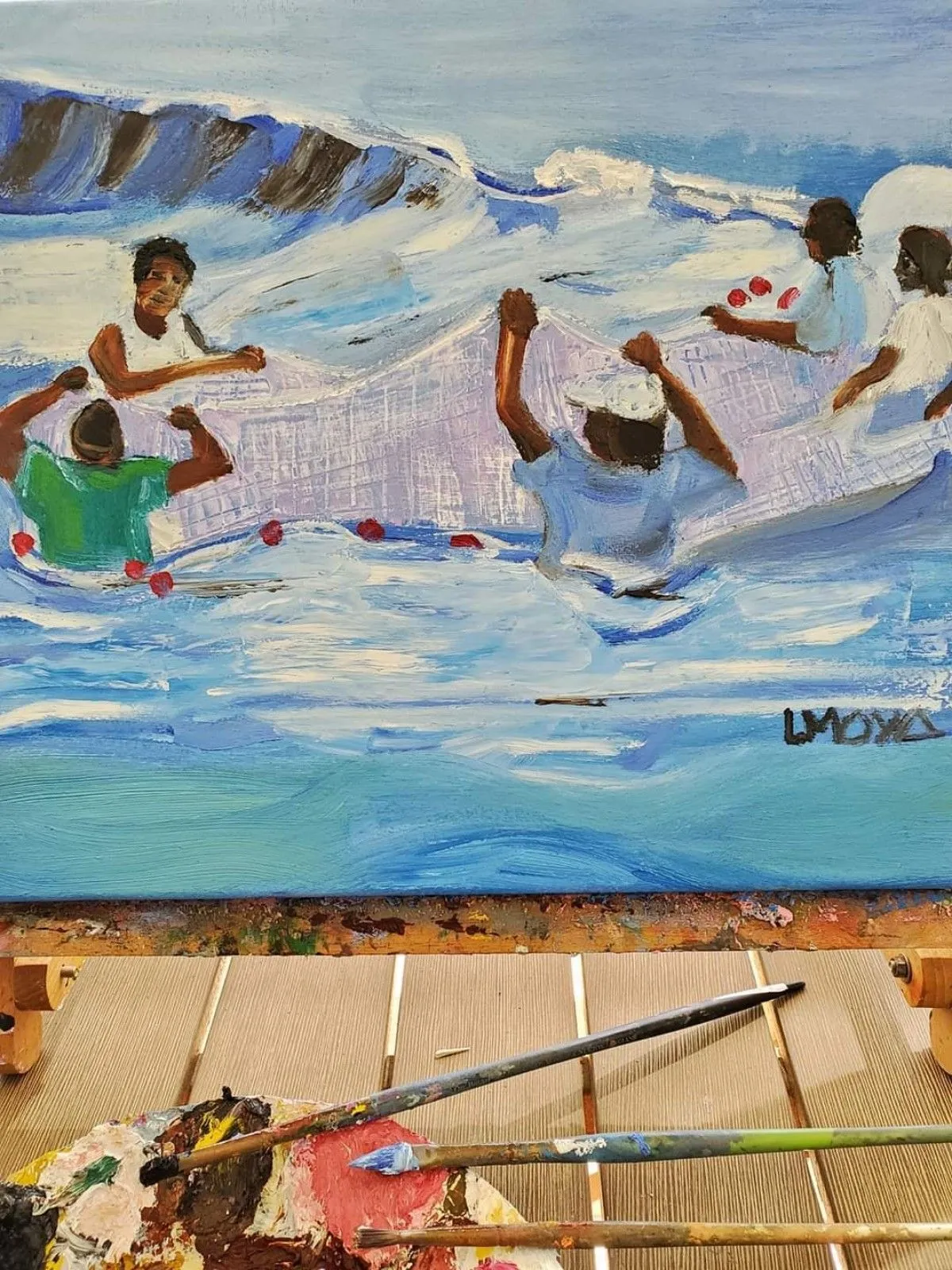 Honduran fishermen, œuvre de Ligia Moya