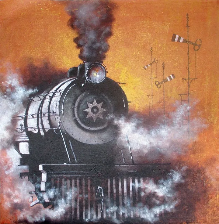 Nostalgia of Steam Locomotives_27, œuvre de Kishore Pratim Biswas