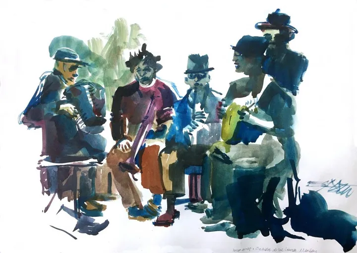 N°575 STREET MUSICIANS, artwork by Alexandre DUMITRESCU