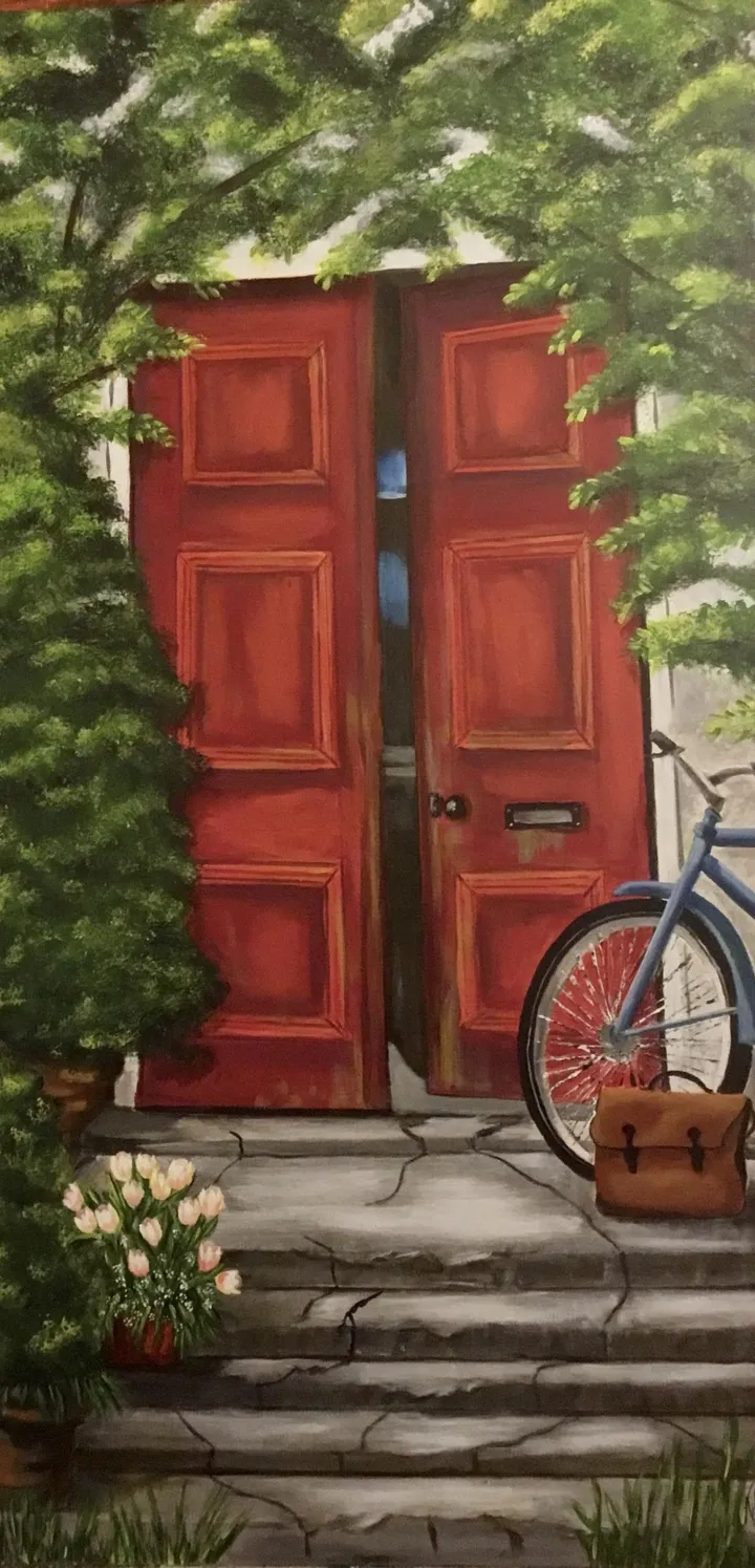 Porte jaune devenue rouge, œuvre de MURIEL POITRAS -
