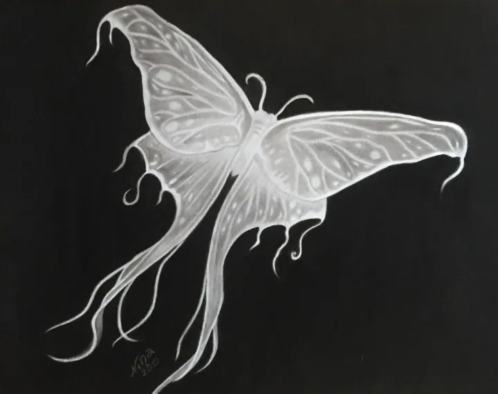 De chrysalide à papillon, œuvre de Nina (Nadine Pillet)