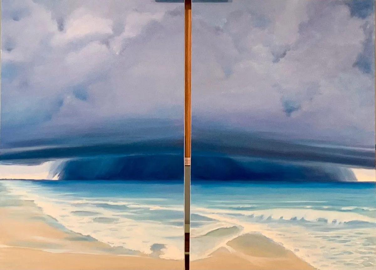 Summer Storms #1 & #2 (Diptych) Two panel painting, artwork by Julie Griffin