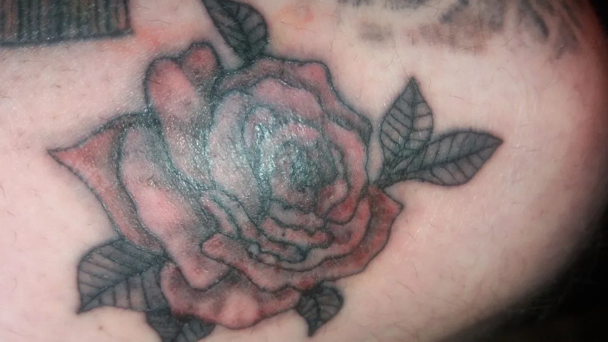 Rose tatouage, œuvre de paul allard