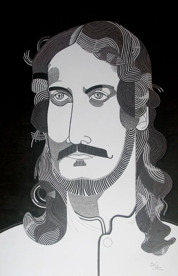 Portrait of Rabindranath Tagore, œuvre de Parjanya Sau