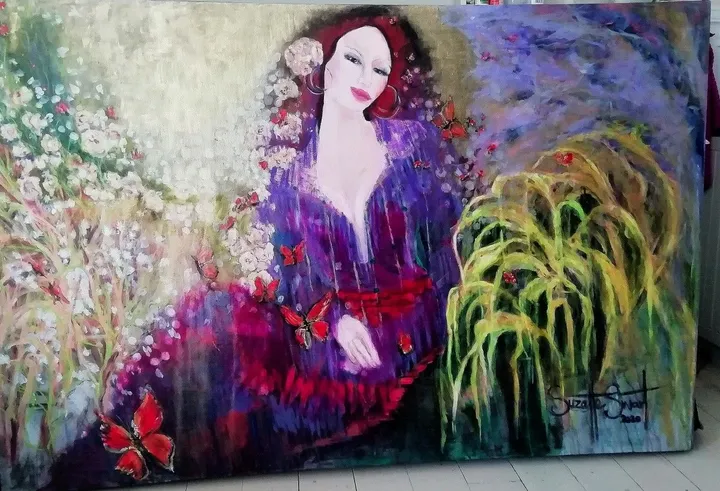 In the garden, artwork by Suzette Swart