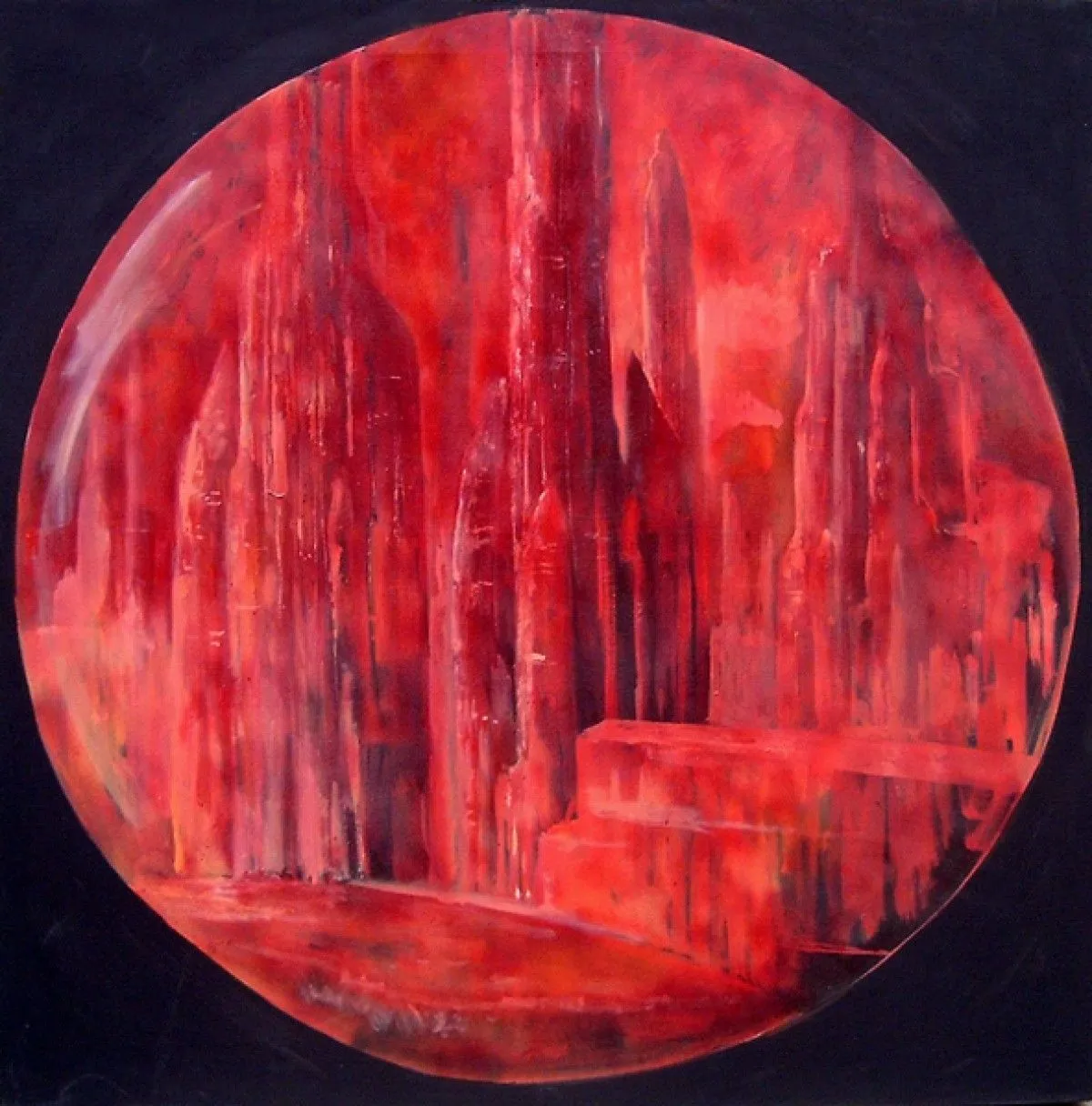 The future city 1- red, artwork by Dragos Botezat