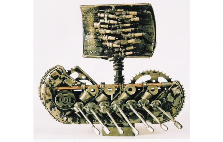 Boat metal art sculpture, artwork by Dendrinos gIANNIS