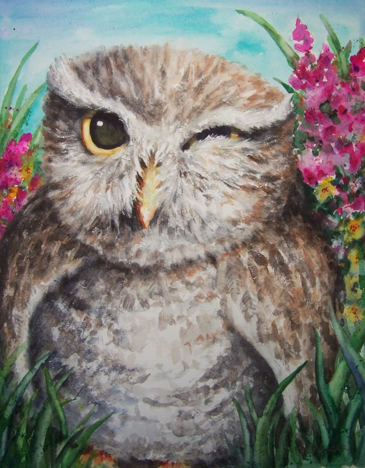 The Wink- watercolor, œuvre de Conni Snyder